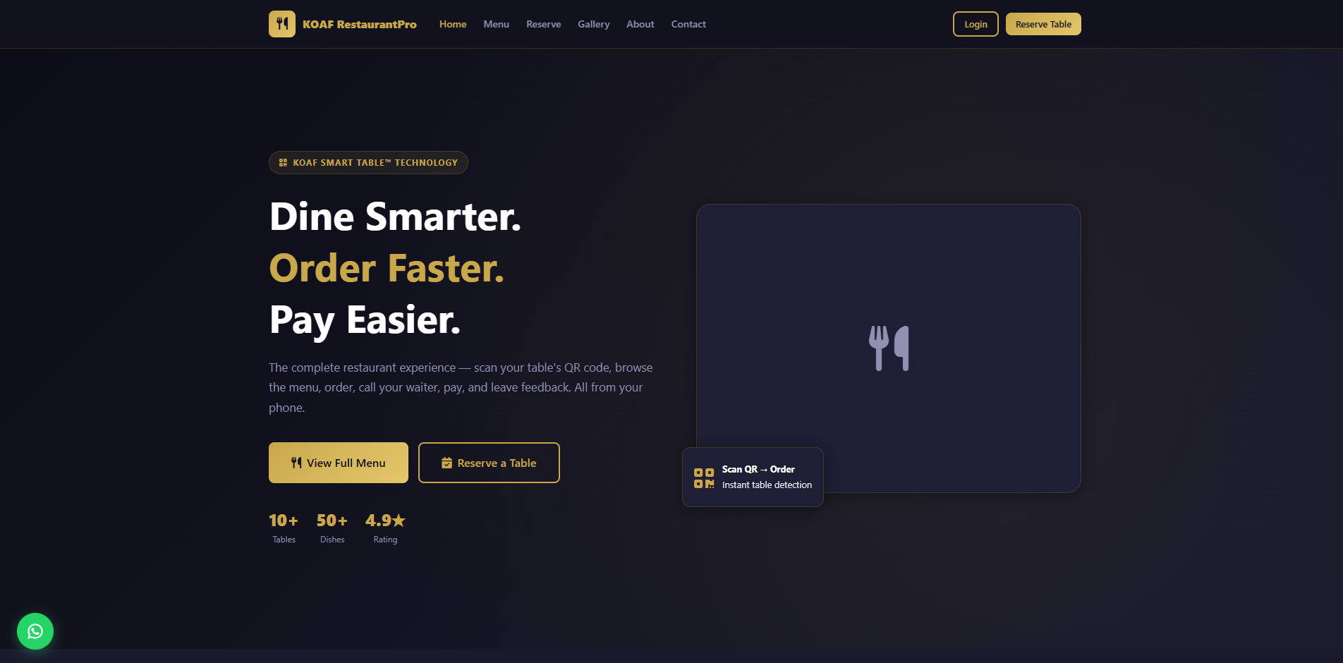 KOAF RestaurantPro homepage preview