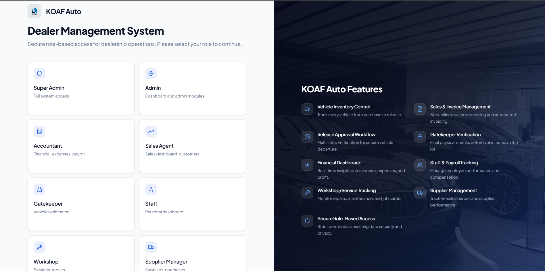 KOAF Auto homepage preview