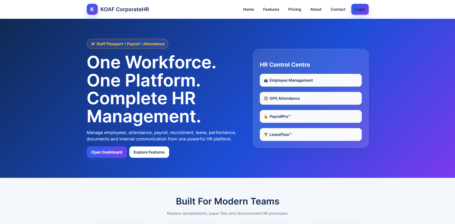 KOAF CorporateHR homepage preview