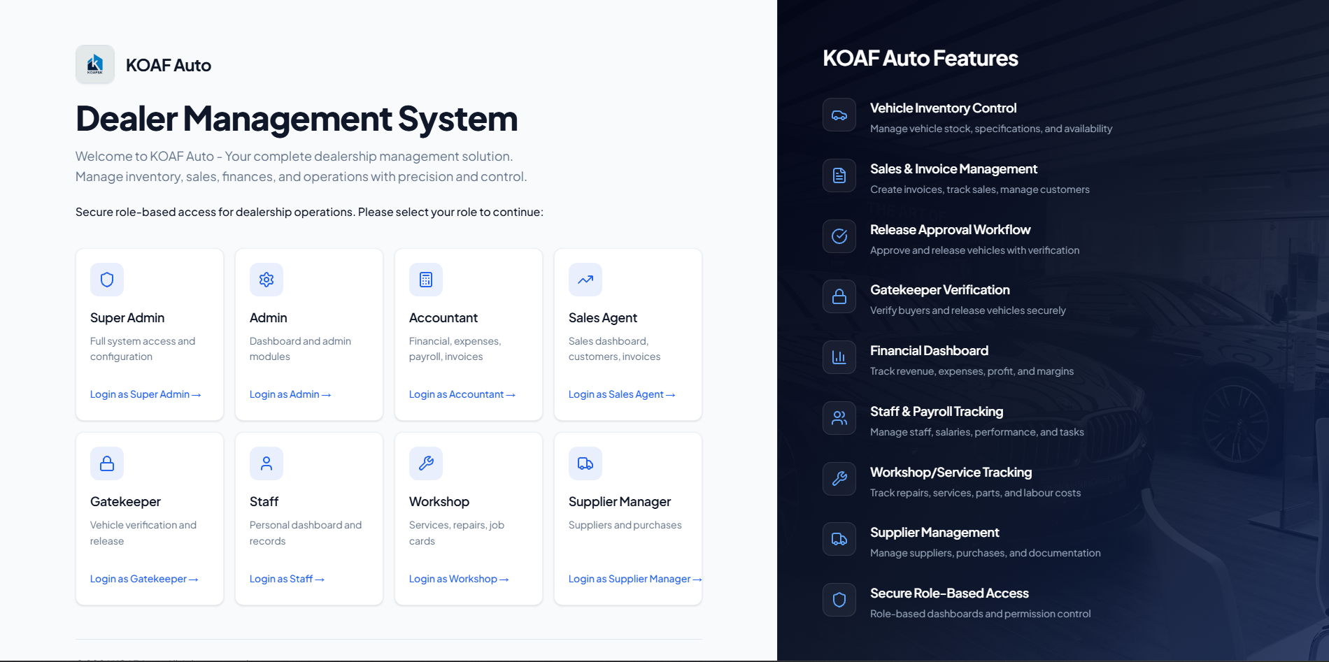 KOAF Smart Learning Campus Portal homepage preview